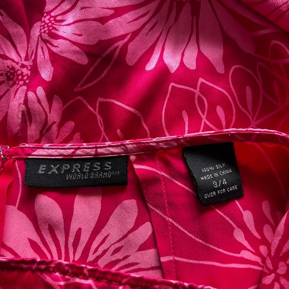 Y2K PINK FLORAL EXPRESS SILK ASYMMETRICAL MIDI‎ SKIRT - Picture 7 of 7